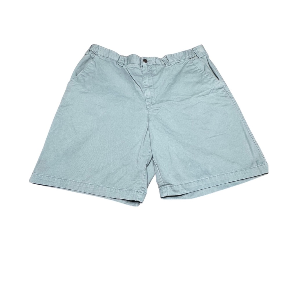Geoffrey Beene Shorts Mens 36 Cotton Twill Teal Green Chino Preppy Old Money